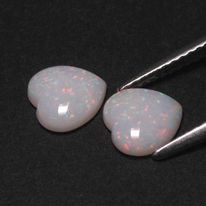 Pedras preciosas de opala multicolorido natural de  ct, formato de coração, opaco