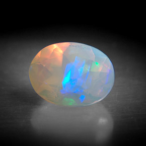 Opala multicolorido natural 0,91ct, transparente, transparente/translúcido