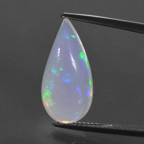 Opala multicolorido natural 7,29ct, formato de pêra, transparente