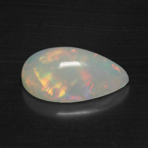 Opala multicolorido natural 3,87ct, formato de pêra, translúcido