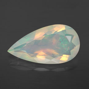 Opala multicolorido natural 2,73ct, formato de pêra, transparente