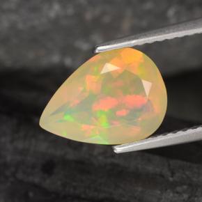 Opala multicolorido natural 1,57ct, formato de pêra, transparente