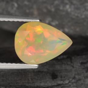 Opala multicolorido natural 1,57ct, formato de pêra, transparente