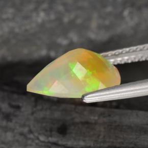 Opala multicolorido natural 1,57ct, formato de pêra, transparente