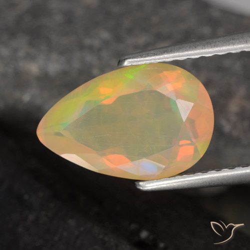 1.50ct Natural Multicolorido Opala, Formato de pêra, Transparente