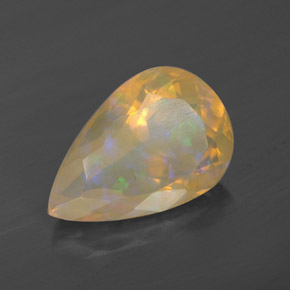 Opala multicolorido natural 2,71ct, formato de pêra, transparente
