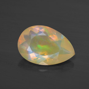 Opala multicolorido natural 1,49ct, formato de pêra, transparente