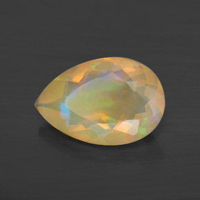 Opala multicolorido natural 1,49ct, formato de pêra, transparente