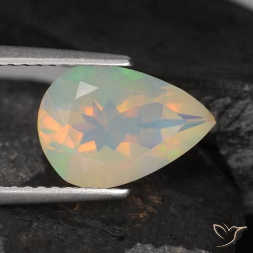 Opala Multicolorido Natural 1.47ct, Formato de pêra, Transparente
