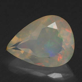 Opala multicolorido natural 2,19ct, formato de pêra, transparente