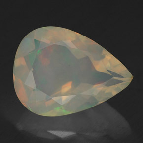 Opala multicolorido natural 2,19ct, formato de pêra, transparente