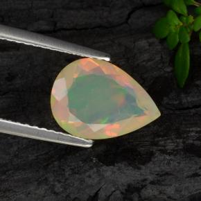 Opala amarelo natural 1,28ct, formato de pêra, transparente
