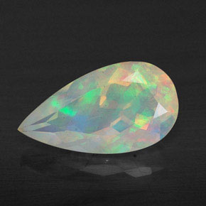 Opala multicolorido natural 1,63ct, formato de pêra, transparente