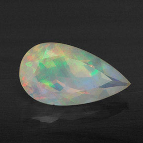 Opala multicolorido natural 1,63ct, formato de pêra, transparente