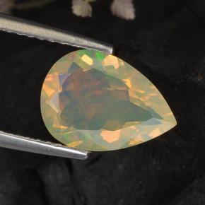 Opala multicolorido natural 1,33ct, formato de pêra, transparente