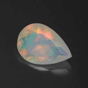 Opala multicolorido natural 1,77ct, formato de pêra, transparente