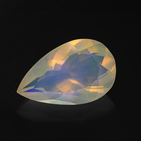 Opala multicolorido natural 1,98ct, formato de pêra, transparente