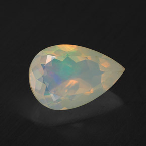 Opala multicolorido natural 1,93ct, formato de pêra, transparente