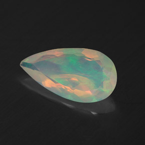 Opala multicolorido natural 1,39ct, formato de pêra, transparente