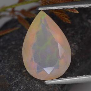 Opala multicolorido natural 1,45ct, formato de pêra, transparente