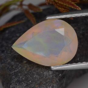 Opala multicolorido natural 1,45ct, formato de pêra, transparente
