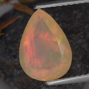 Opala multicolorido natural 1,33ct, formato de pêra, transparente