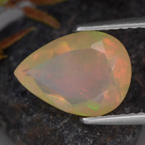 Opala multicolorido natural 1,33ct, formato de pêra, transparente