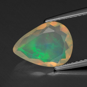 Opala multicolorido natural 1,42ct, formato de pêra, transparente
