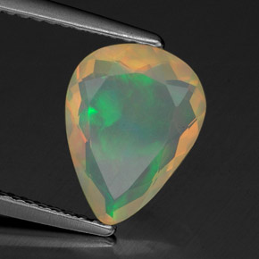 Opala multicolorido natural 1,42ct, formato de pêra, transparente