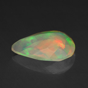 Opala multicolorido natural 1,42ct, formato de pêra, transparente