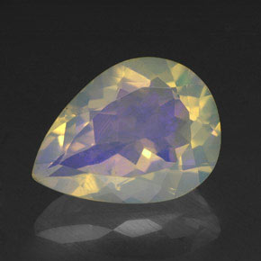 Opala multicolorido natural 1,87ct, formato de pêra, transparente
