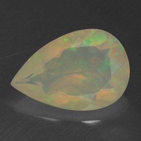 Opala multicolorido natural 1,43ct, formato de pêra, transparente