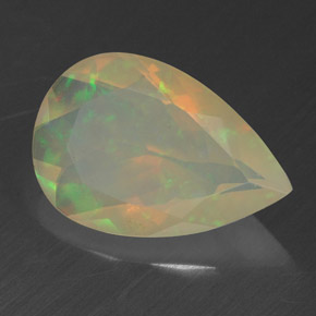 Opala multicolorido natural 1,43ct, formato de pêra, transparente