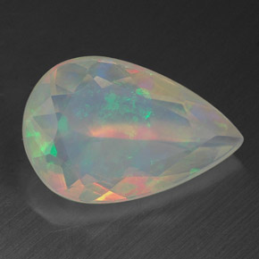 Opala multicolorido natural 1,40ct, formato de pêra, transparente