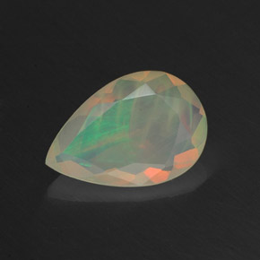 Opala multicolorido natural 1,01ct, formato de pêra, transparente