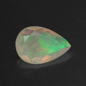Opala multicolorido natural 1,01ct, formato de pêra, transparente