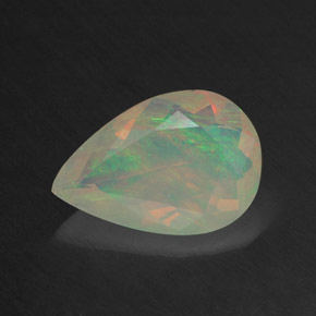 Opala multicolorido natural 1,26ct, formato de pêra, transparente