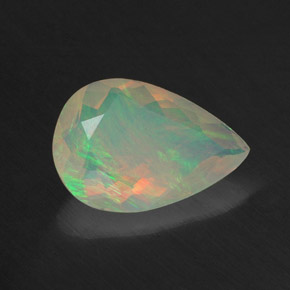 Opala multicolorido natural 1,26ct, formato de pêra, transparente
