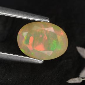 Opala amarelo natural 0,72ct, corte oval, translúcido