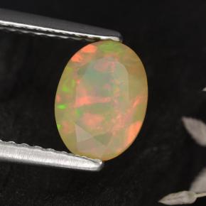 Opala amarelo natural 0,72ct, corte oval, translúcido