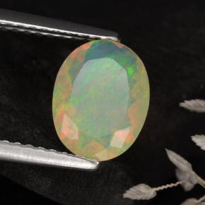 Opala amarelo natural 0,82ct, corte oval, translúcido