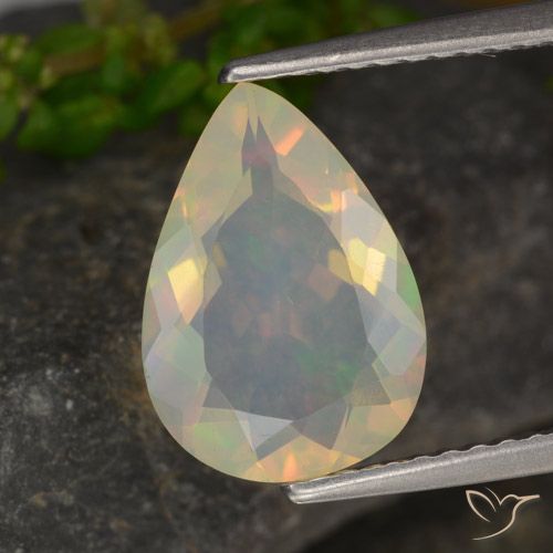 1.56ct Natural Multicolorido Opala, Formato de pêra, Transparente