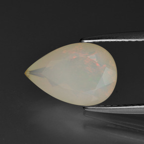 Opala multicolorido natural 1,65ct, formato de pêra, transparente