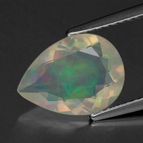 Opala multicolorido natural 1,63ct, formato de pêra, transparente