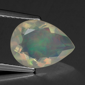 Opala multicolorido natural 1,63ct, formato de pêra, transparente