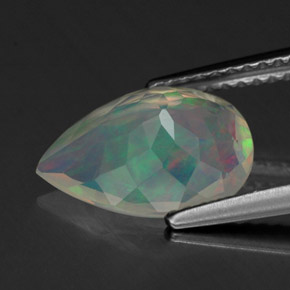 Opala multicolorido natural 1,63ct, formato de pêra, transparente