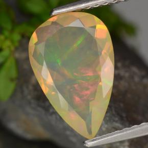 Opala amarelo natural 1,32ct, formato de pêra, transparente