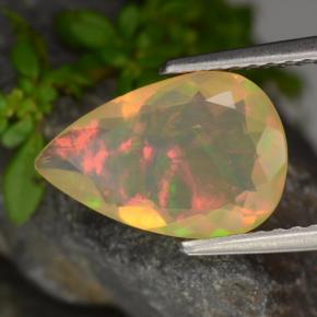 Opala amarelo natural 1,32ct, formato de pêra, transparente