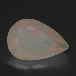 Opala multicolorido natural 1,74ct, formato de pêra, transparente