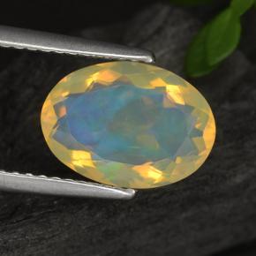 Opala amarelo natural 1,65ct, corte oval, transparente